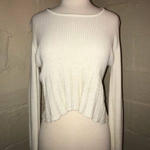 White Crochet Crop Sweater
